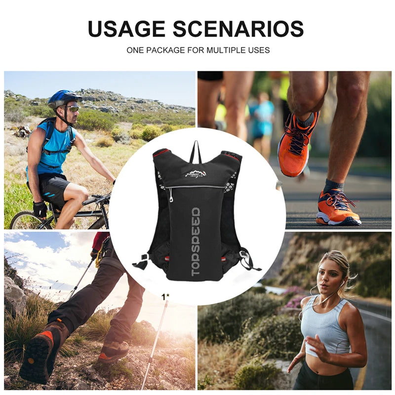 Trail Running 2-5L Ultralight Backpack, Hydration Jogging Vest With Water Bottles 500ML