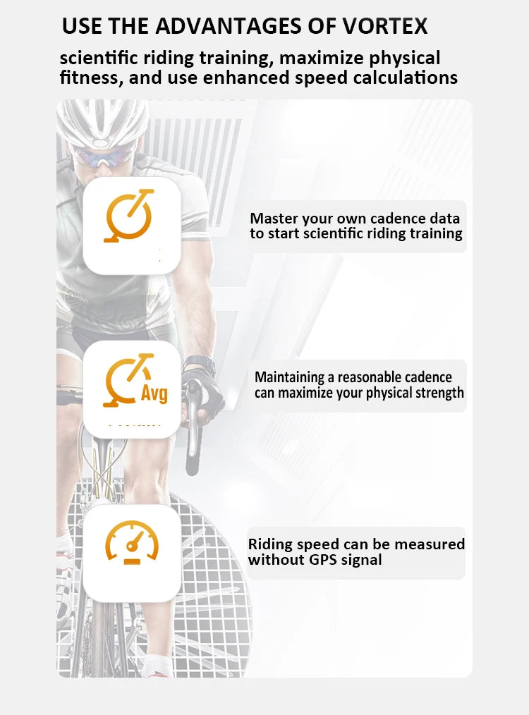 XOSS Vortex Speed + Cadence Sensor + Heart Rate Monitor With Bike Computer Mount For GARMIN