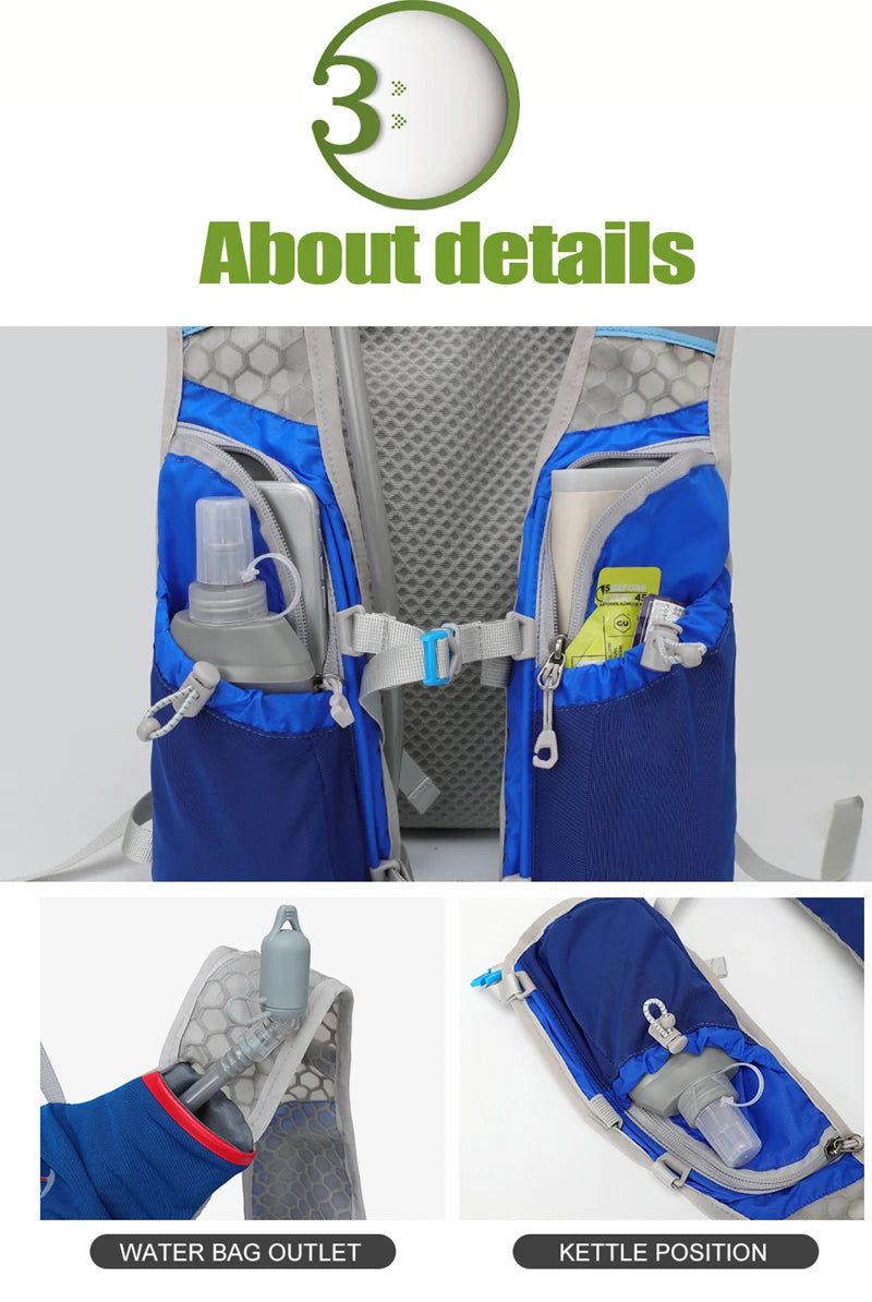 Trail Running 2-5L Ultralight Backpack, Hydration Jogging Vest With Water Bottles 500ML