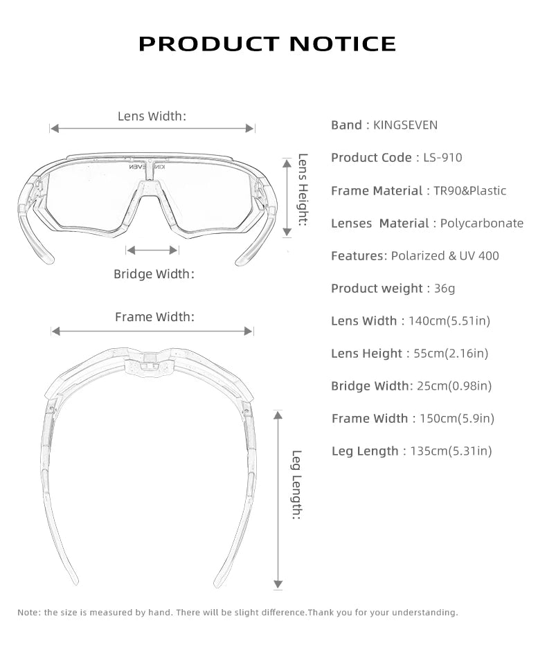 KINGSEVEN Cycling Sunglasses , MTB / Road, UV400 Polarized Eye Protection
