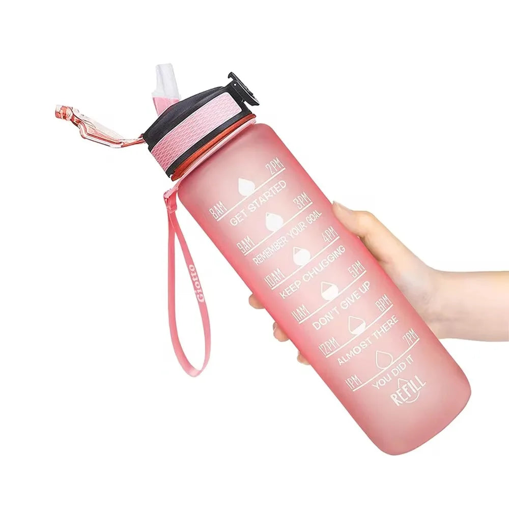 32 Oz Leakproof Water Bottle-Featuring motivational time markers