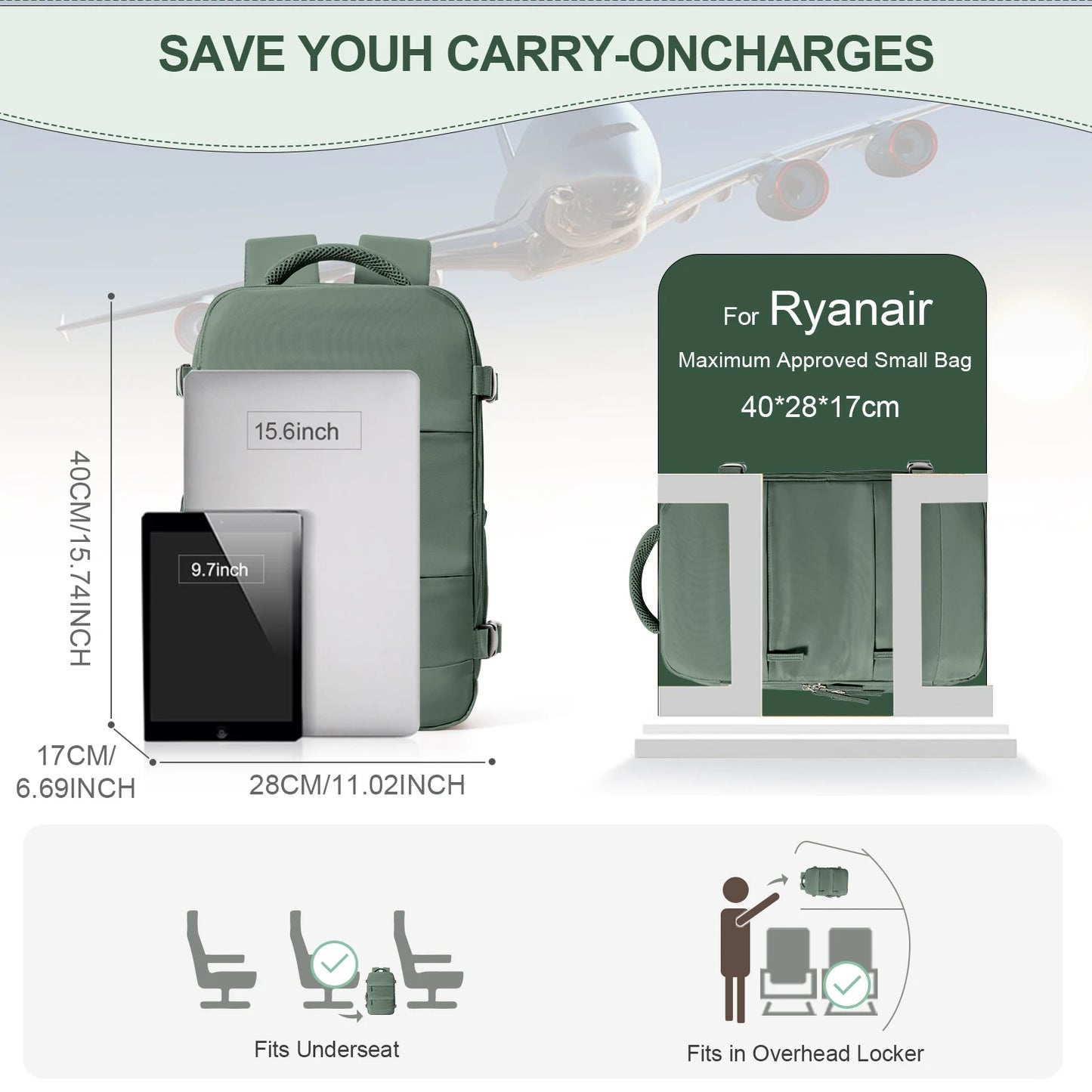 Carry On Size (40x20x25) Backpack, Travel Gym Bag, Under Seat Small Cabin Bag