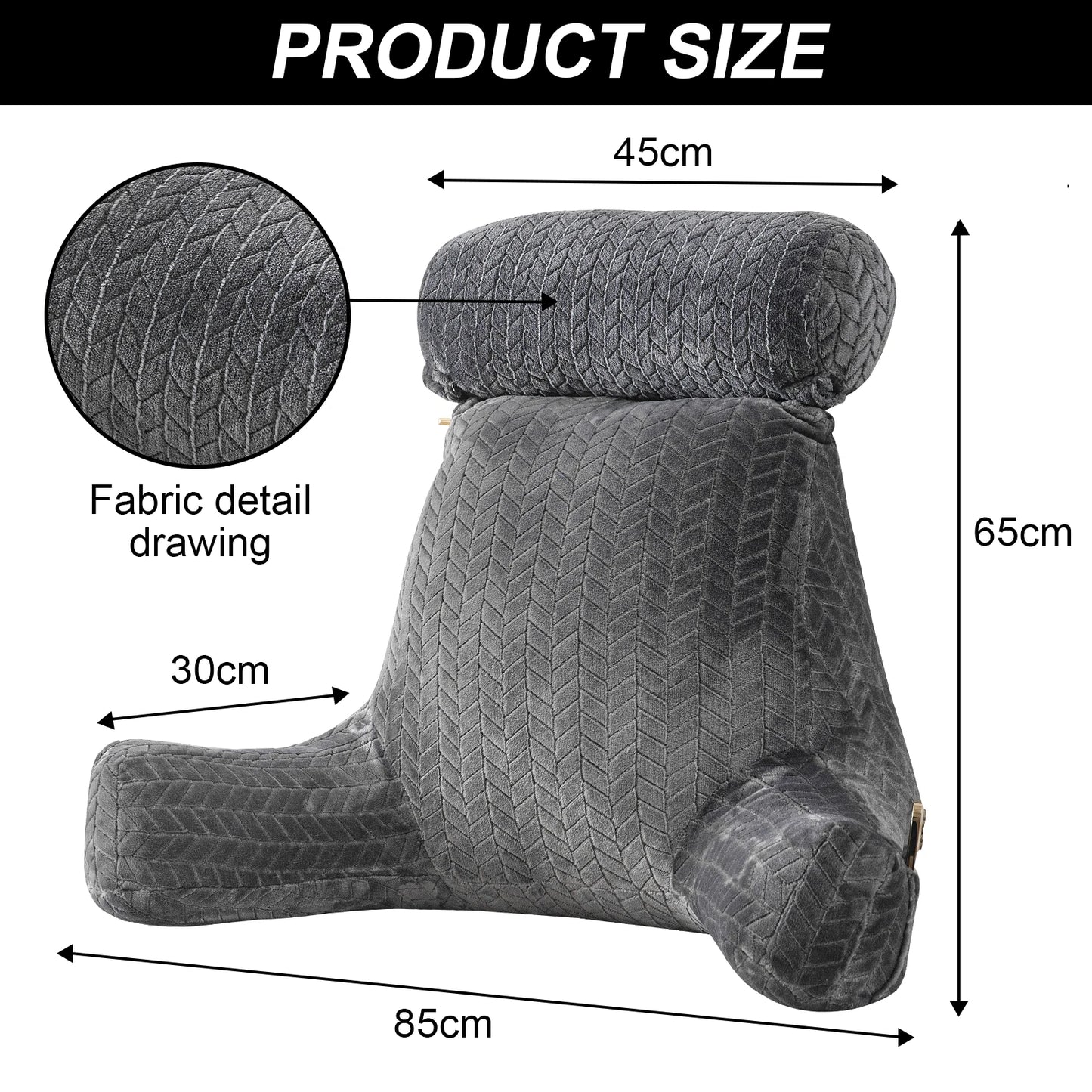 Reading Pillow, Back Support Pillow for Sitting in Bed With Arms, Back Bed Rest Pillow