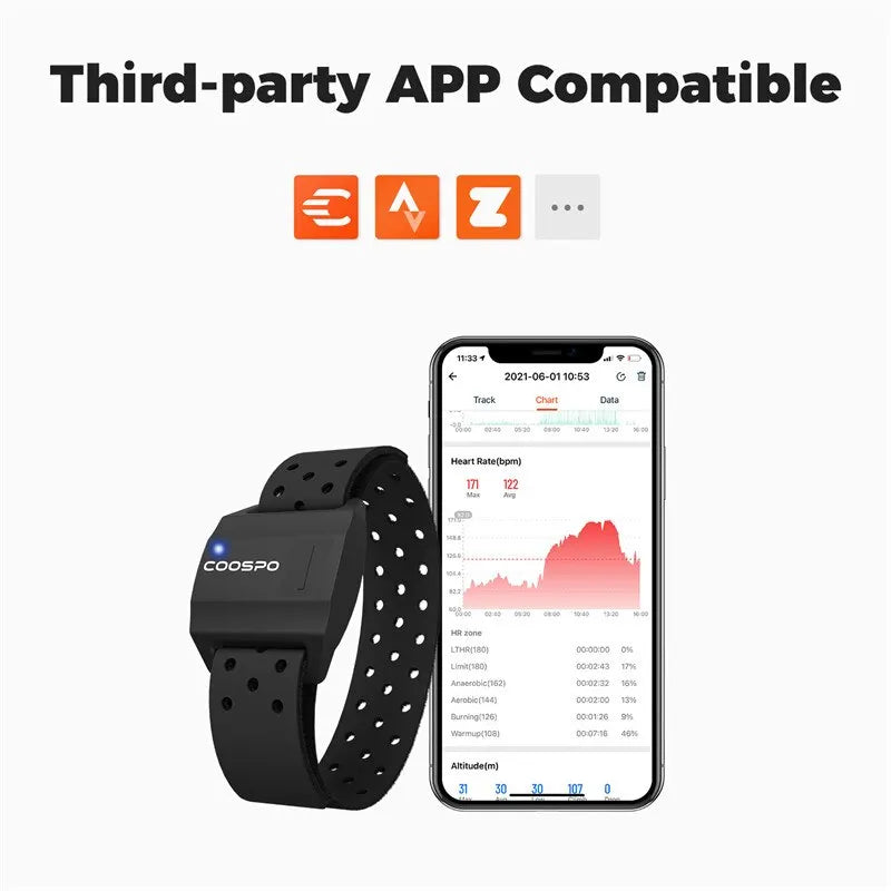 Coospo HW706 Armband Heart Rate Monitor (Compatible With Strava, Garmin, Wahoo)