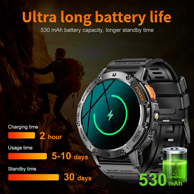 Waterproof Sport Smartwatch With Flashlight