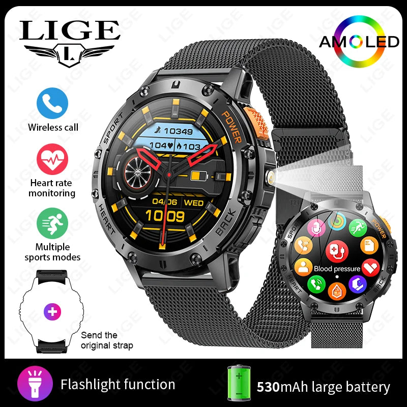 Waterproof Sport Smartwatch With Flashlight
