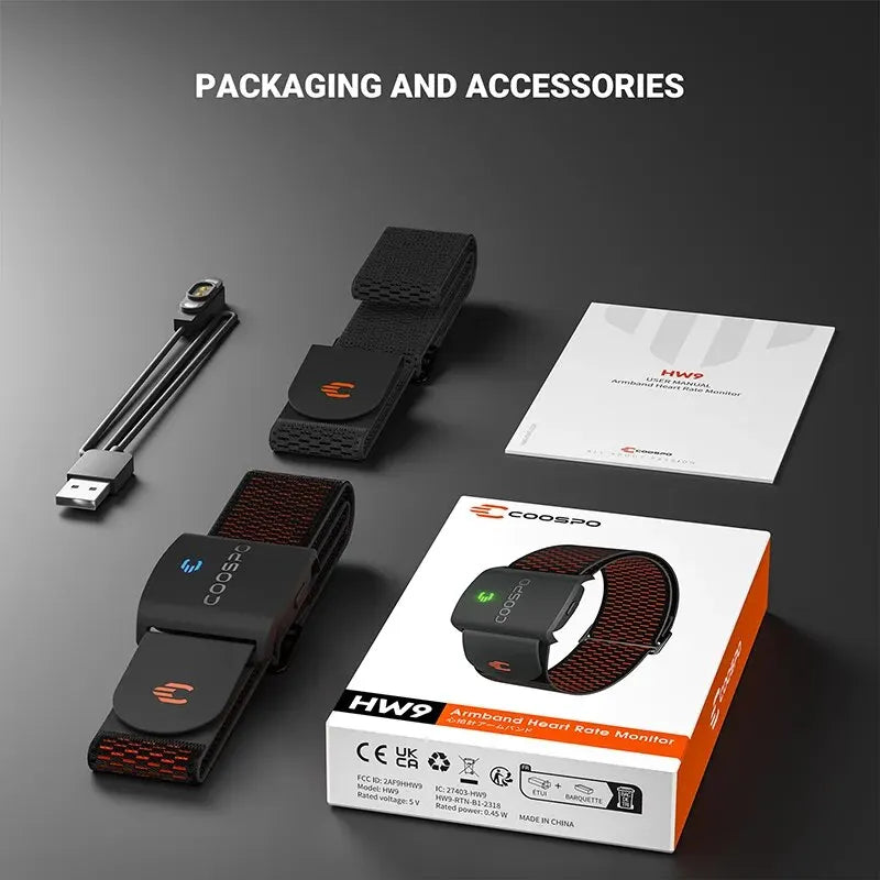 COOSPO HW9 Armband Heart Rate Monitor (Compatible With Strava, Garmin, Wahoo)