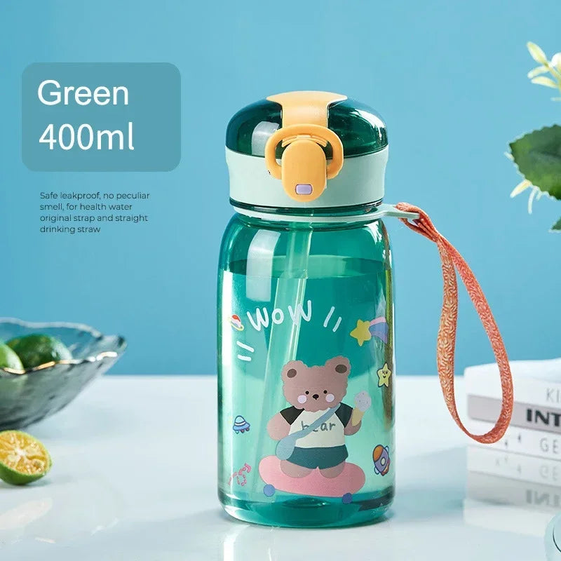 Kids Leakproof Water Bottle Sippy Cup with Straw Cartoon