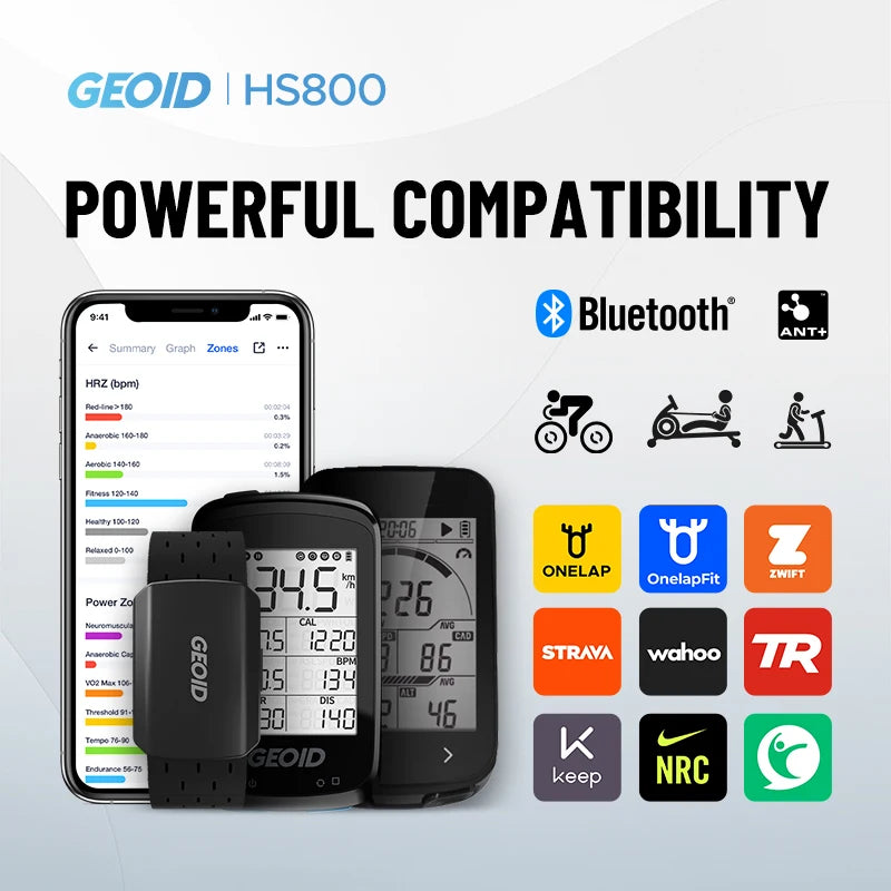 GEOID Armband or Chest Strap Heart Rate Monitor (Compatible With Strava, Garmin, Wahoo)