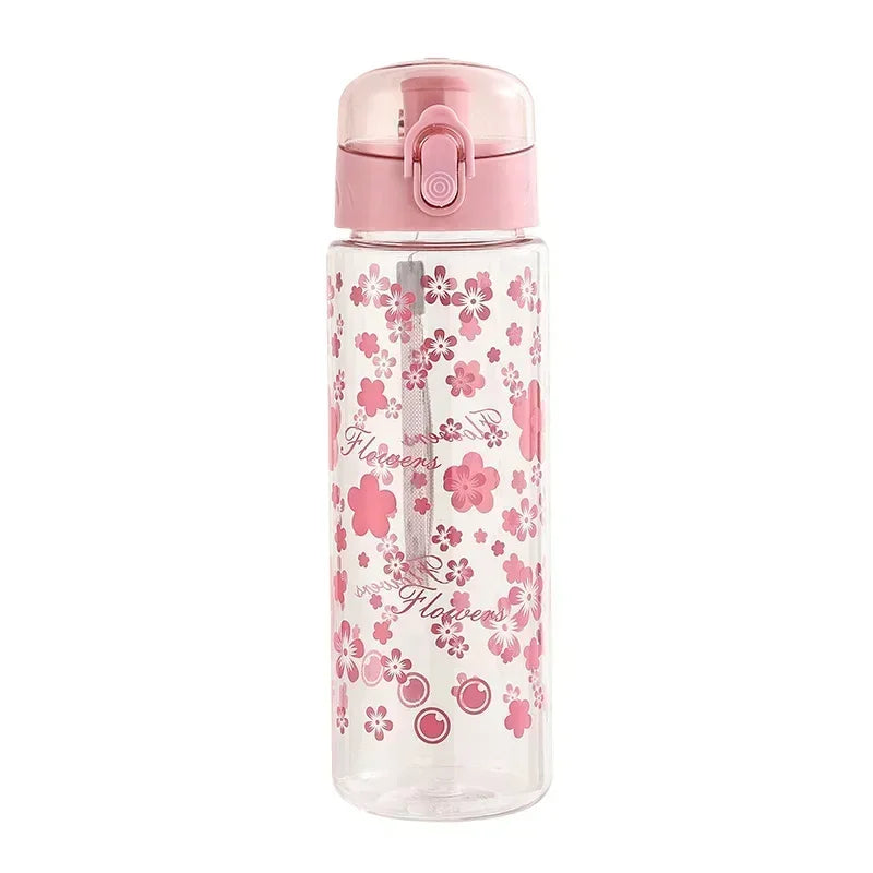 600ml Daisy Flower Transparent Leakproof Water Bottle