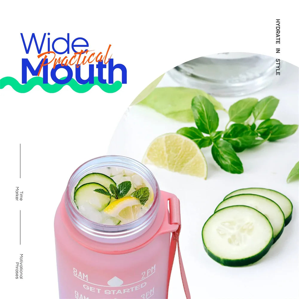 32 Oz Leakproof Water Bottle-Featuring motivational time markers