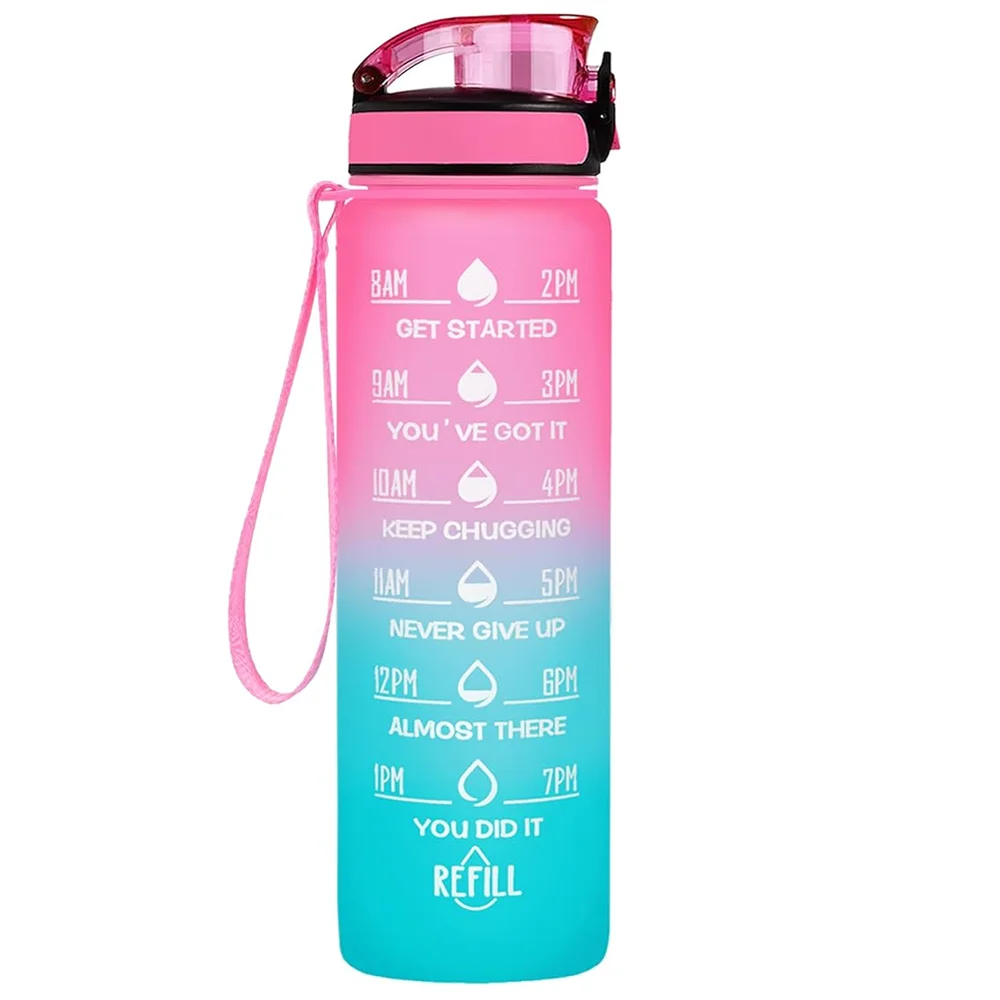 32 Oz Leakproof Water Bottle-Featuring motivational time markers