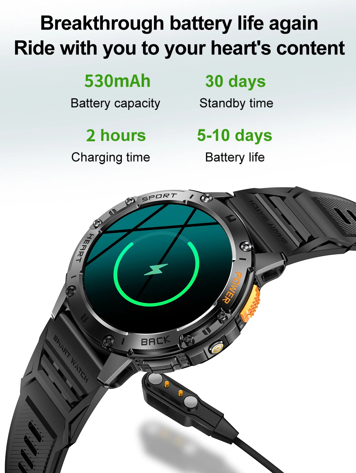 Waterproof Sport Smartwatch With Flashlight