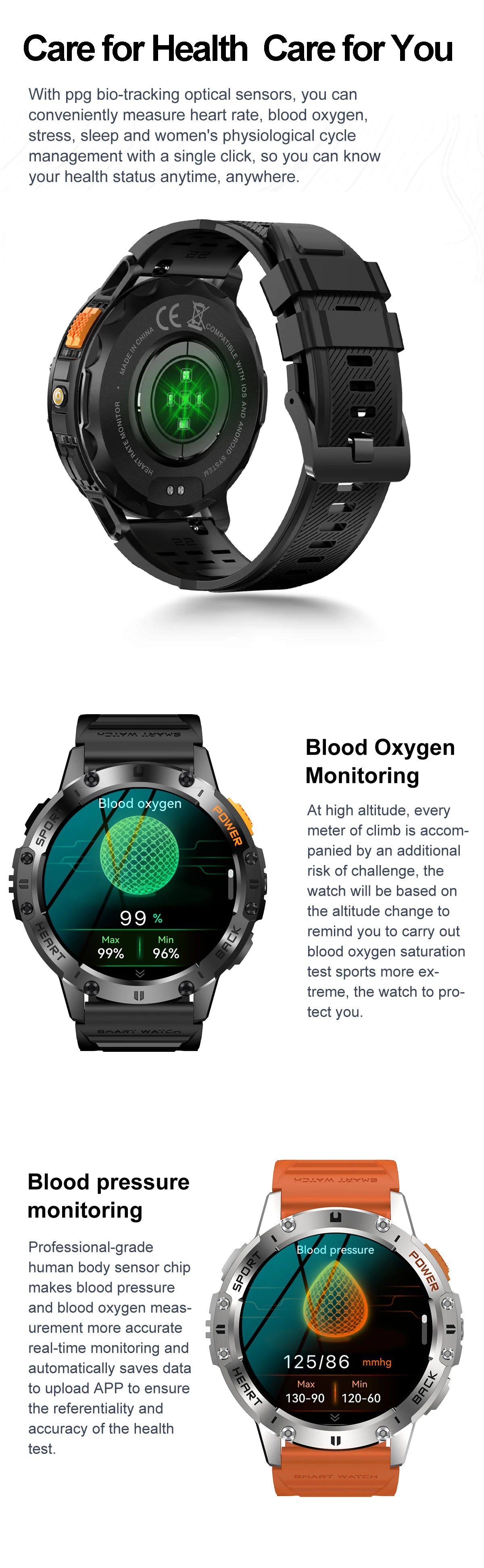 Waterproof Sport Smartwatch With Flashlight