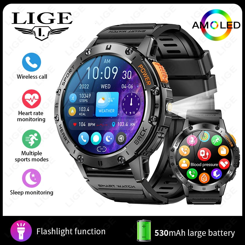 Waterproof Sport Smartwatch With Flashlight