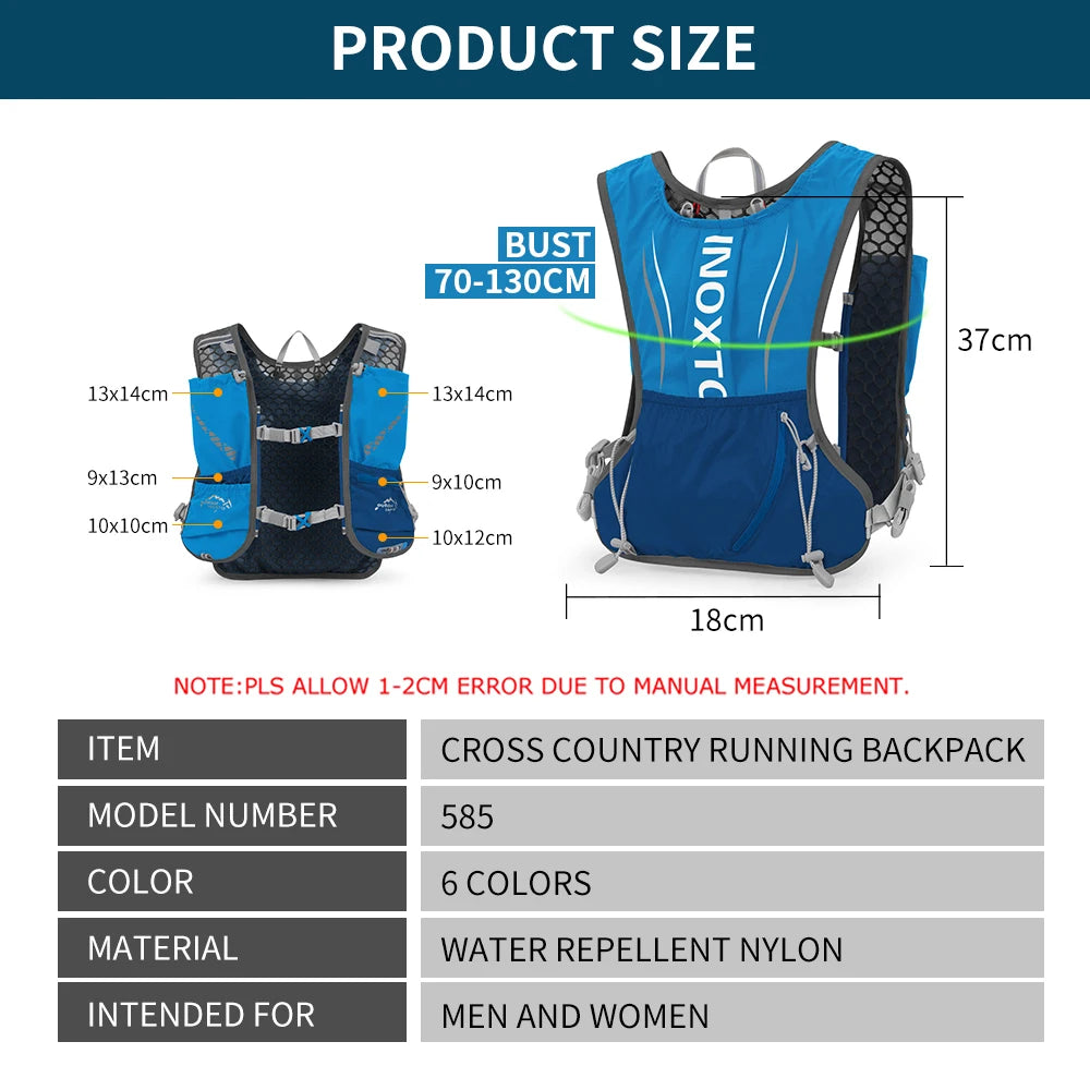 5L Lightweight Hydration Vest, Running Backpack, Suitable for Marathon, Hiking, Cycling