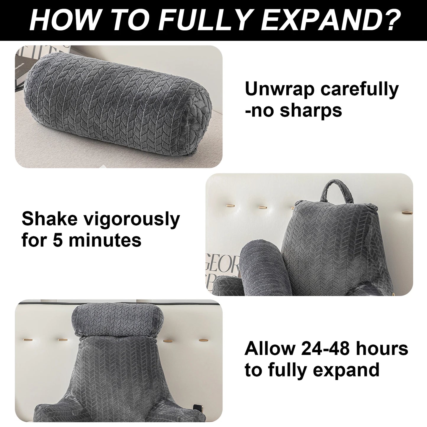 Reading Pillow, Back Support Pillow for Sitting in Bed With Arms, Back Bed Rest Pillow