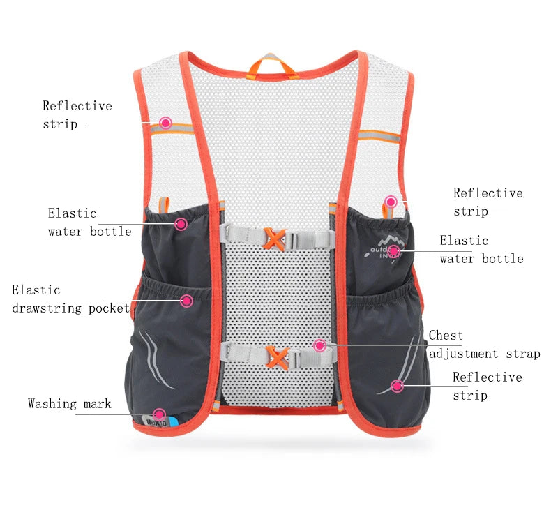 Ultra Lightweight Hydration Vest ,Running Backpack Suitable For Marathon, Hiking, Cycling