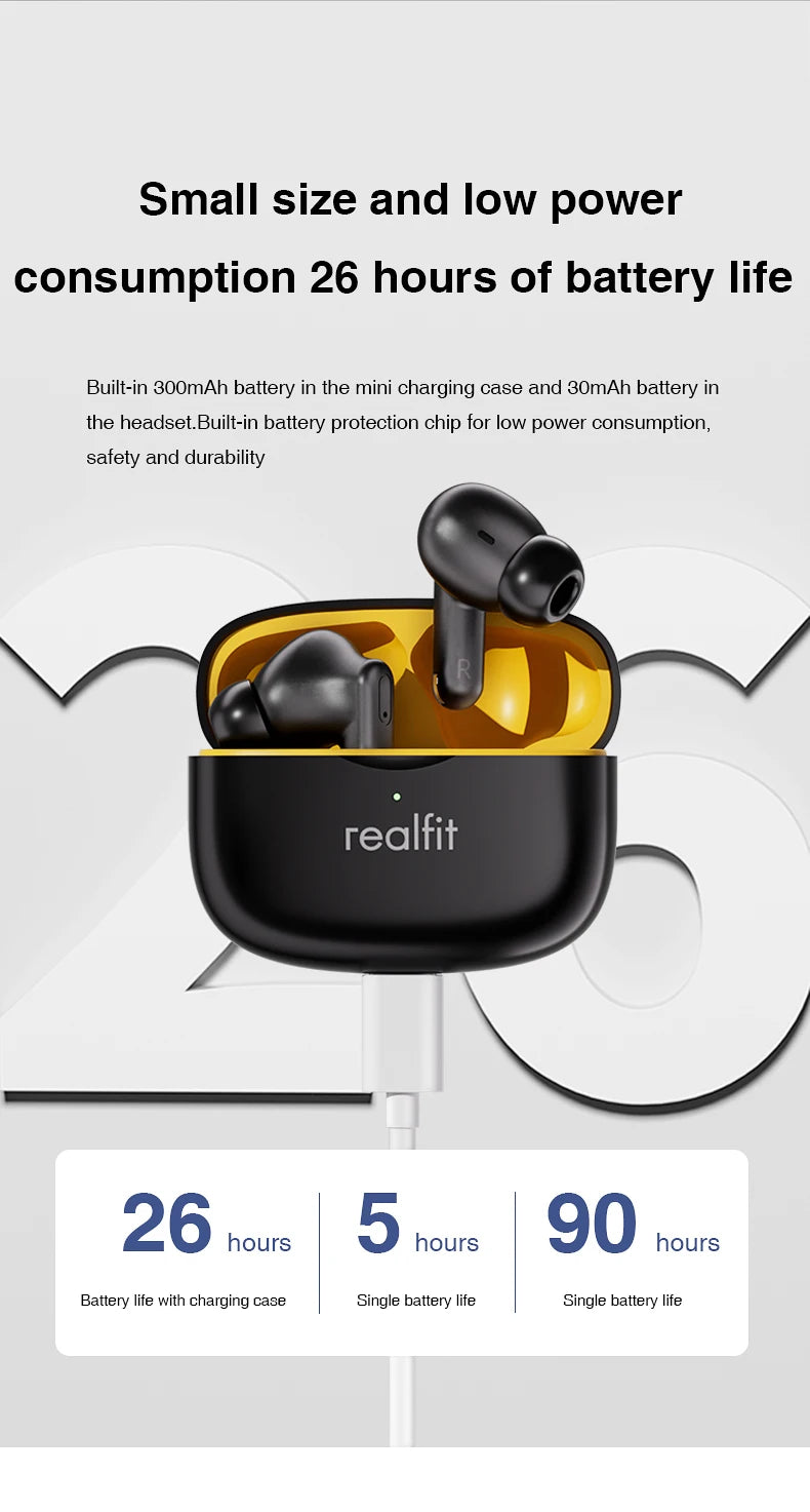 Realfit F3 ANC Active Noise Cancellation Stereo Bluetooth Earphones