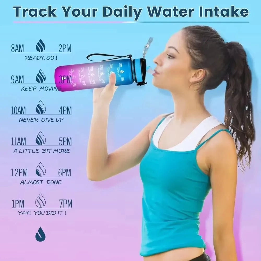 32 Oz Leakproof Water Bottle-Featuring motivational time markers