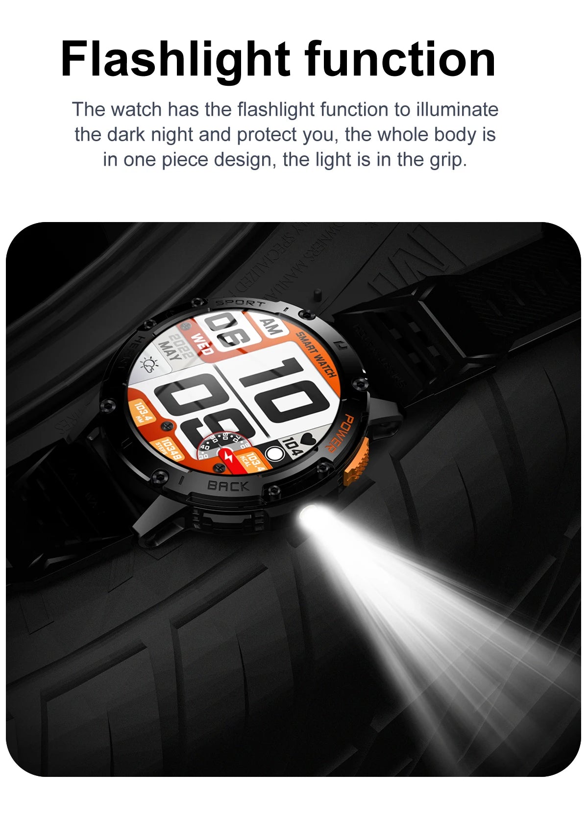Waterproof Sport Smartwatch With Flashlight