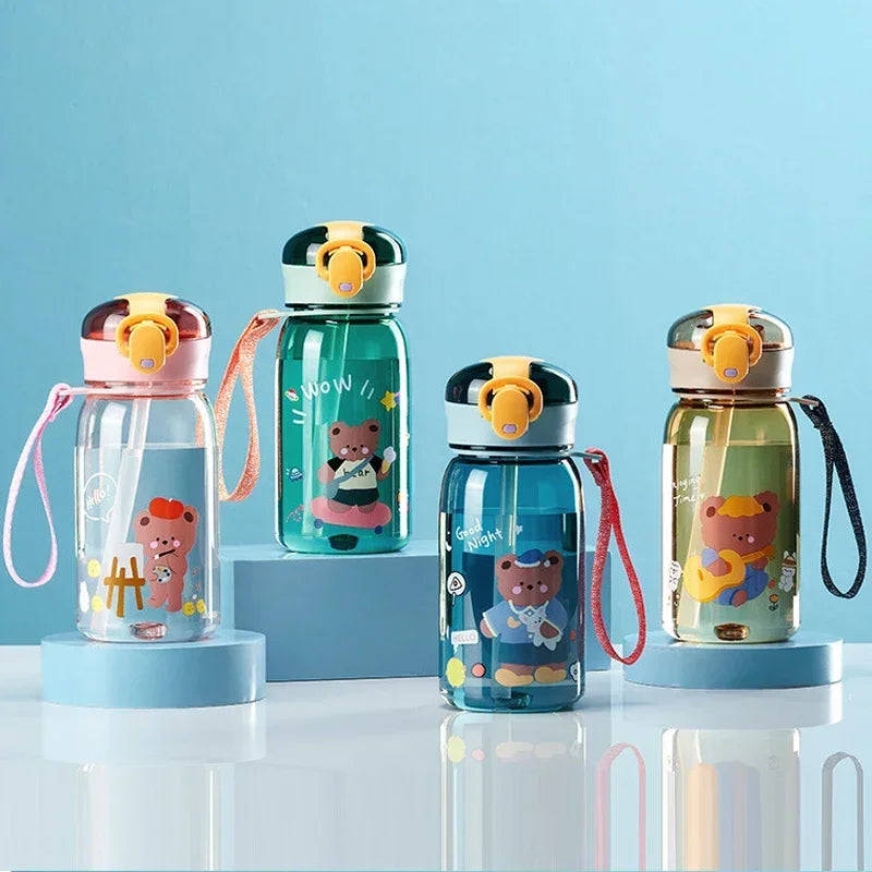 Kids Leakproof Water Bottle Sippy Cup with Straw Cartoon