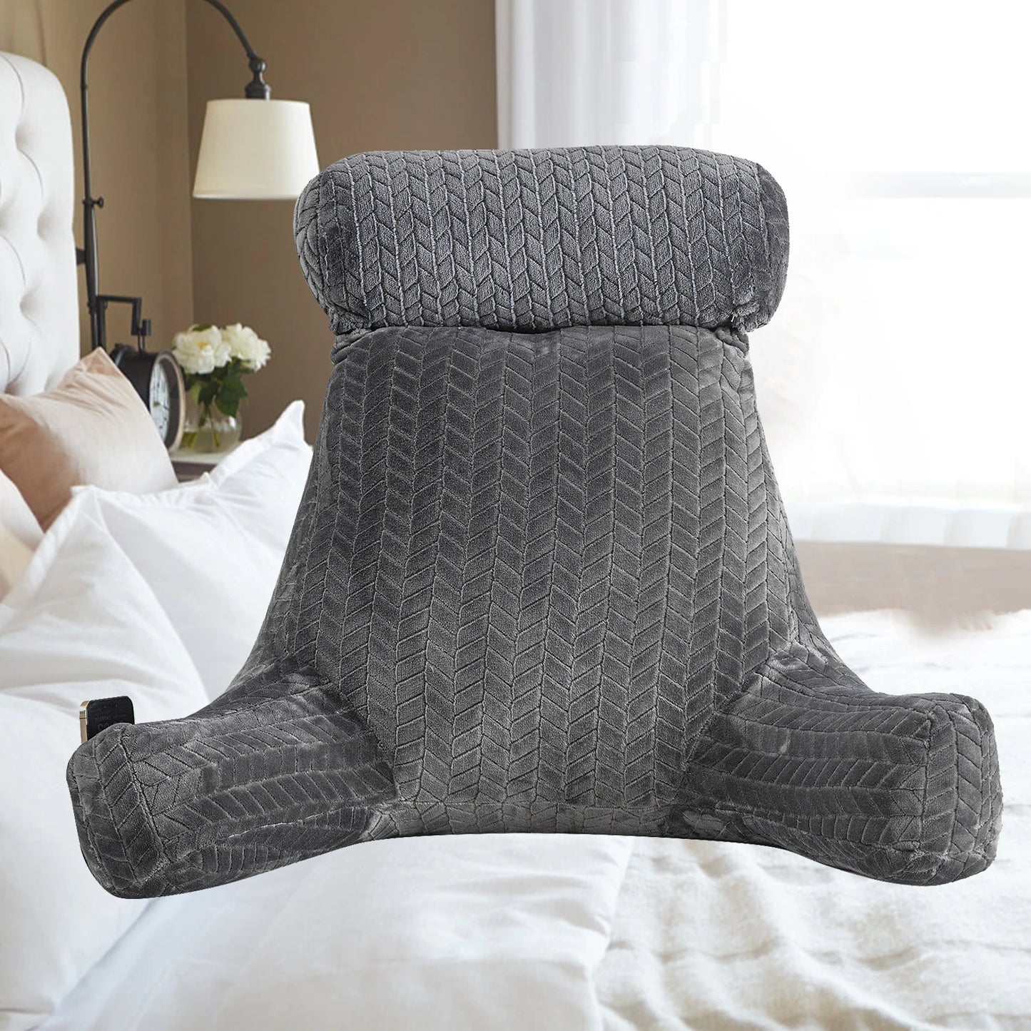 Reading Pillow, Back Support Pillow for Sitting in Bed With Arms, Back Bed Rest Pillow