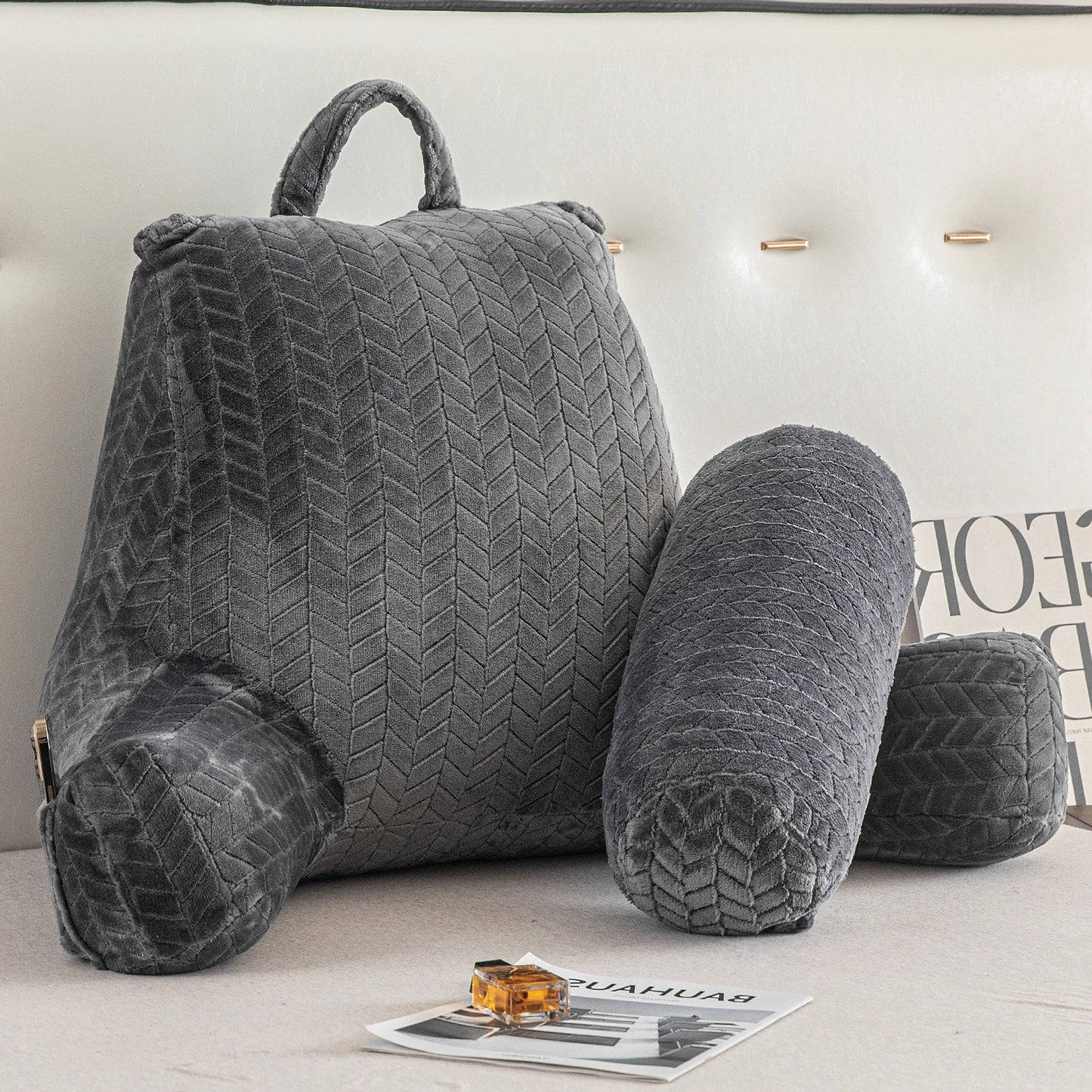 Reading Pillow, Back Support Pillow for Sitting in Bed With Arms, Back Bed Rest Pillow