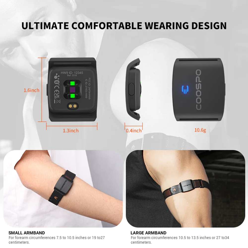 COOSPO HW9 Armband Heart Rate Monitor (Compatible With Strava, Garmin, Wahoo)