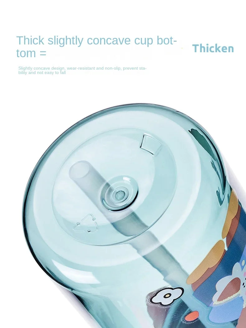 Kids Leakproof Water Bottle Sippy Cup with Straw Cartoon