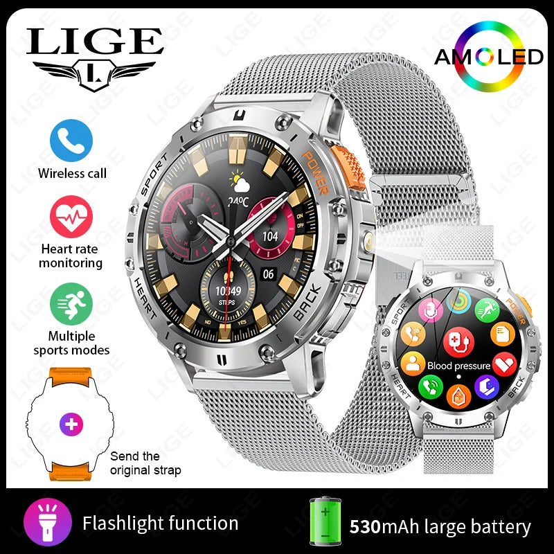 Waterproof Sport Smartwatch With Flashlight