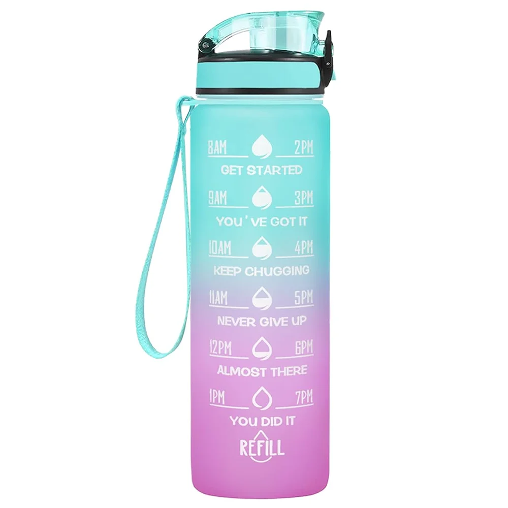 32 Oz Leakproof Water Bottle-Featuring motivational time markers