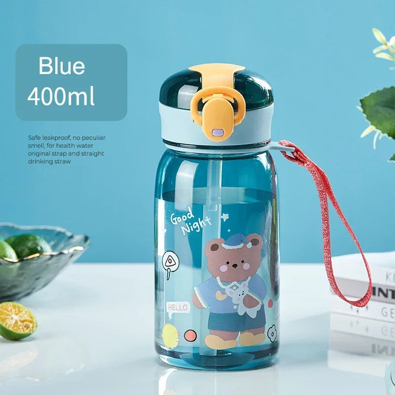 Kids Leakproof Water Bottle Sippy Cup with Straw Cartoon
