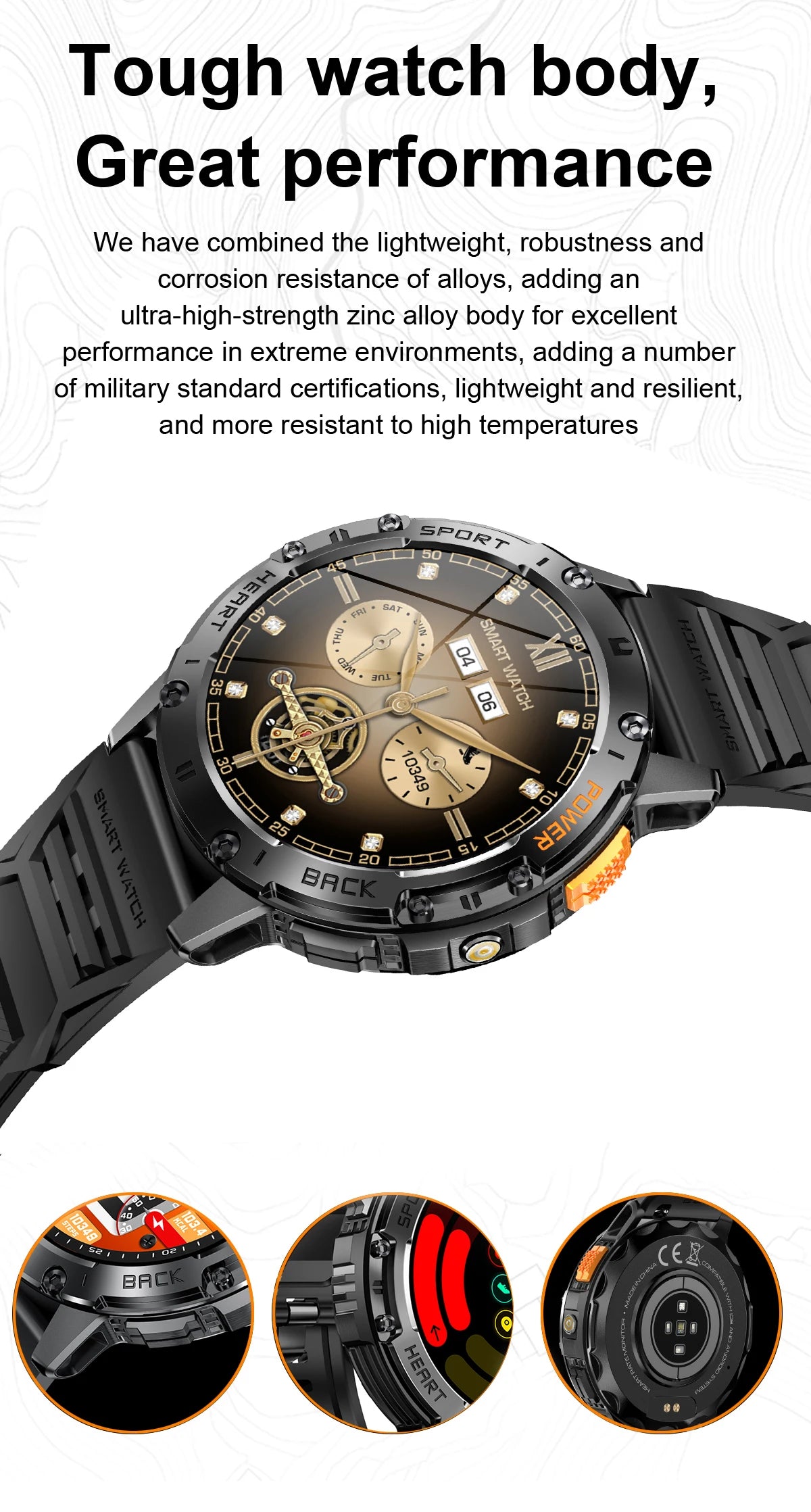 Waterproof Sport Smartwatch With Flashlight