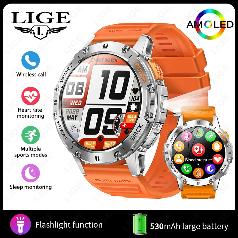 Waterproof Sport Smartwatch With Flashlight