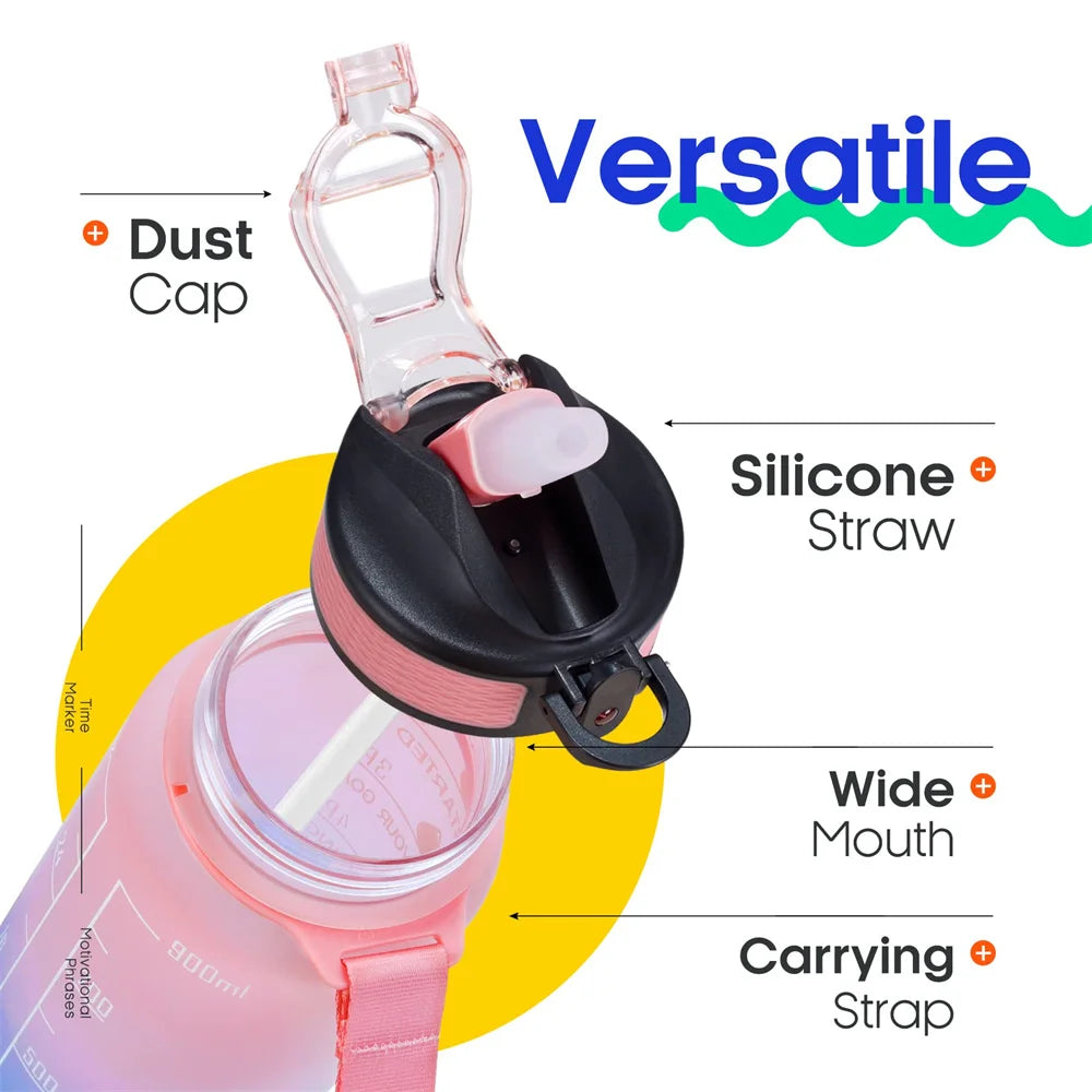 32 Oz Leakproof Water Bottle-Featuring motivational time markers