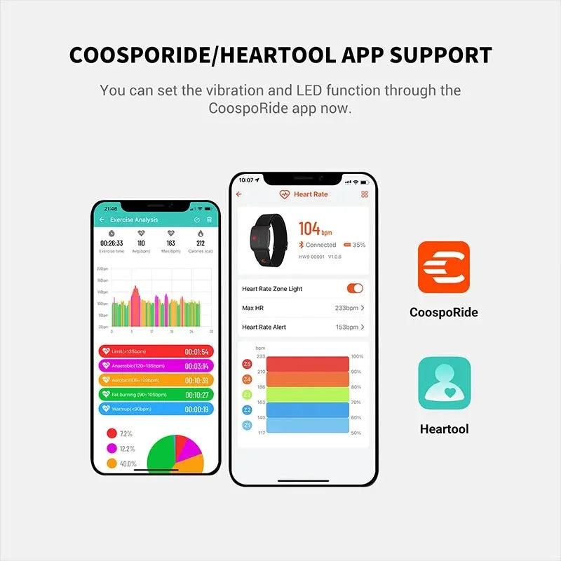 COOSPO HW9 Armband Heart Rate Monitor (Compatible With Strava, Garmin, Wahoo)