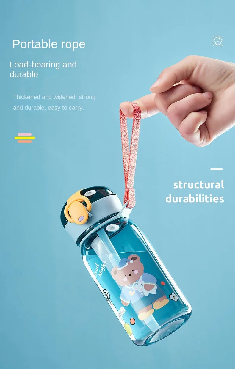Kids Leakproof Water Bottle Sippy Cup with Straw Cartoon