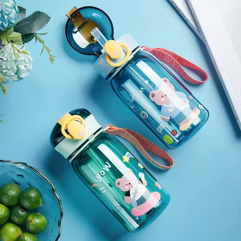 Kids Leakproof Water Bottle Sippy Cup with Straw Cartoon