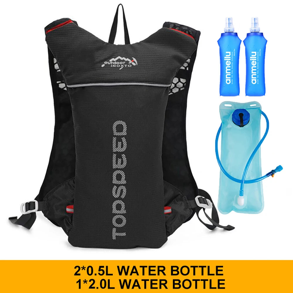 Trail Running 2-5L Ultralight Backpack, Hydration Jogging Vest With Water Bottles 500ML