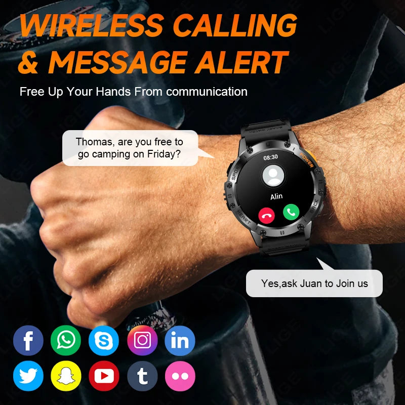 Waterproof Sport Smartwatch With Flashlight