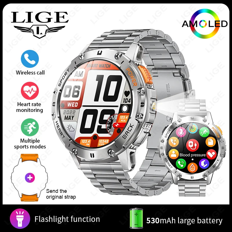 Waterproof Sport Smartwatch With Flashlight