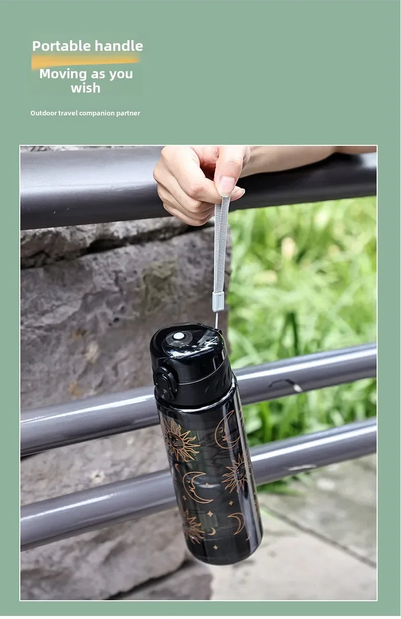 600ml Daisy Flower Transparent Leakproof Water Bottle