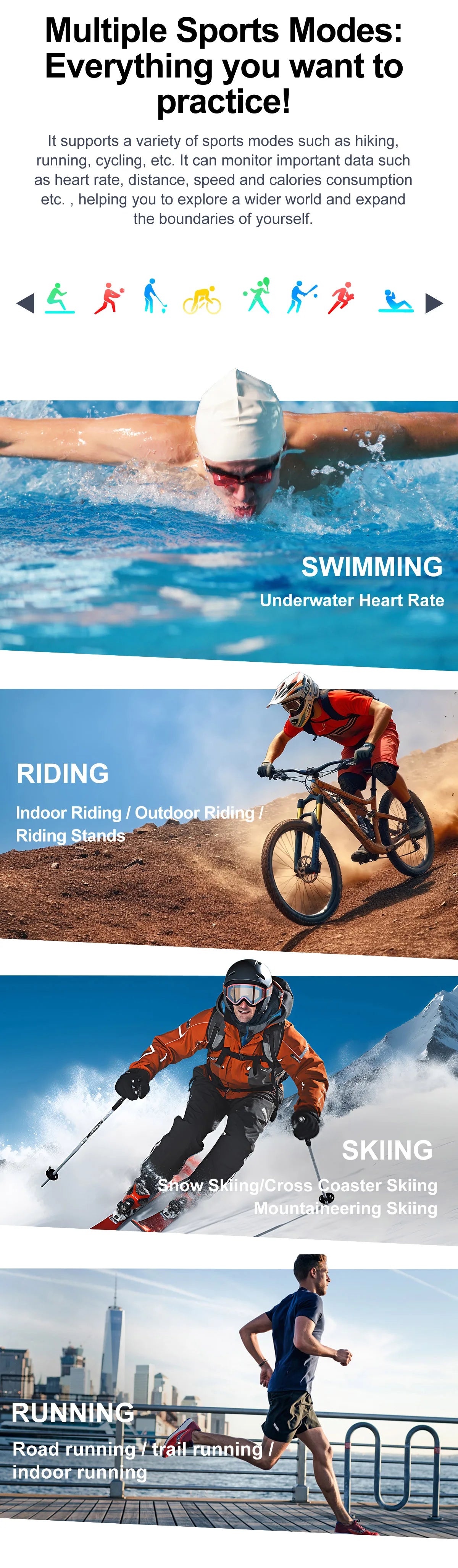 Waterproof Sport Smartwatch With Flashlight