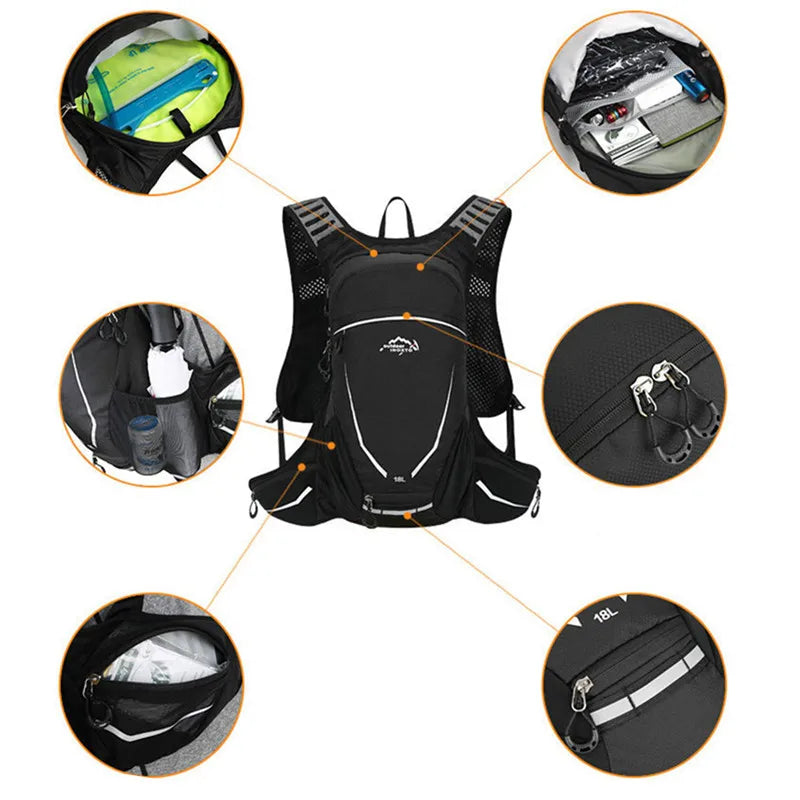Ultralight 16L Backpack, Hydration Backpack For Running, Hiking, Cycling with 2L or 3L Water Bladder / Bottles (Optional)
