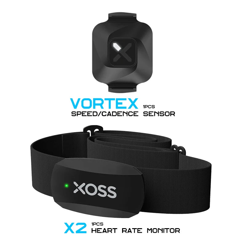 XOSS Vortex Speed + Cadence Sensor + Heart Rate Monitor With Bike Computer Mount For GARMIN