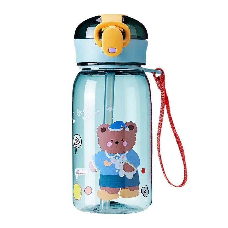 Kids Leakproof Water Bottle Sippy Cup with Straw Cartoon