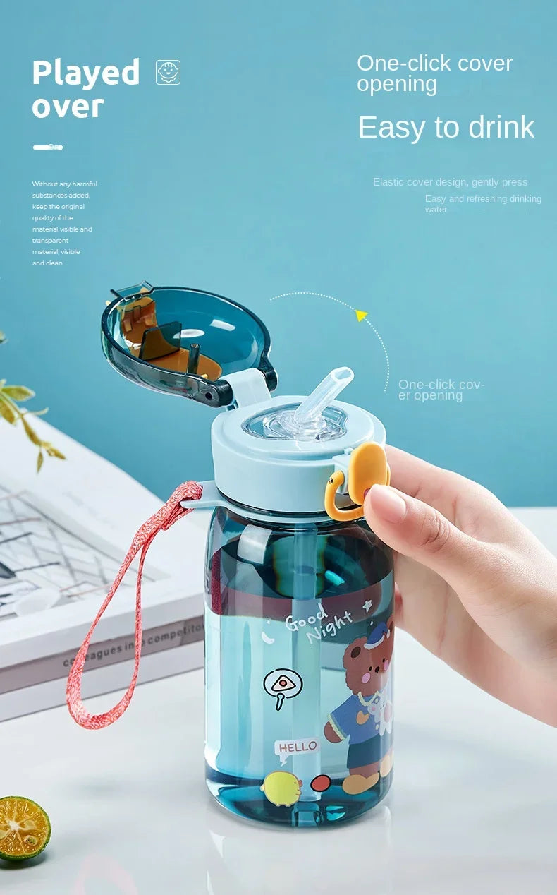 Kids Leakproof Water Bottle Sippy Cup with Straw Cartoon