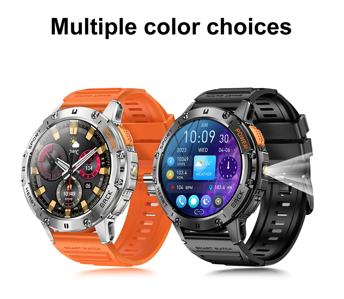 Waterproof Sport Smartwatch With Flashlight