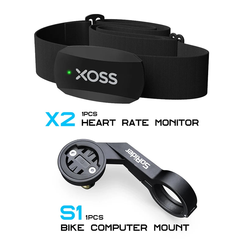 XOSS Vortex Speed + Cadence Sensor + Heart Rate Monitor With Bike Computer Mount For GARMIN